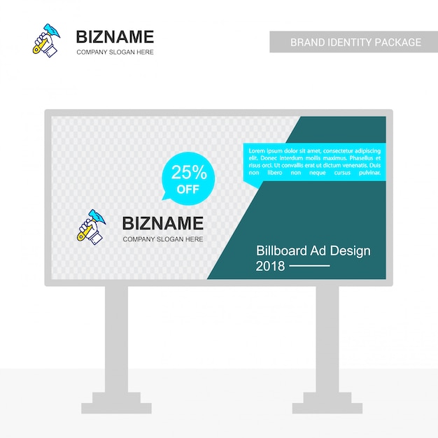 Бесплатное векторное изображение Компания billboard design with hammer logo vector