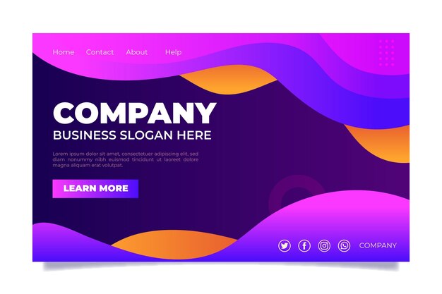 Free vector company branding landing page design template