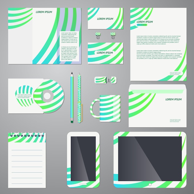 Company branding template set in turquoise, blue and green