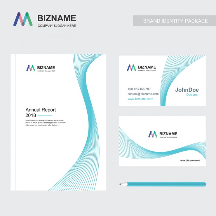 Free Vector company brochure with elegent design and also with m logo