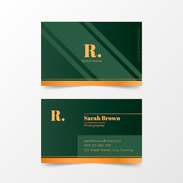 Company business card template golden logo