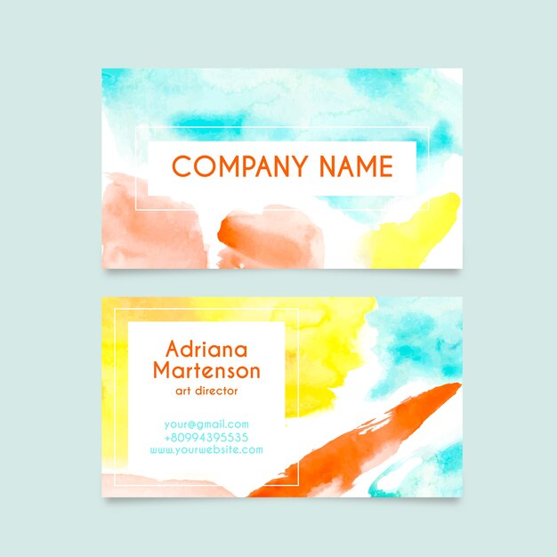 company business card watercolor style