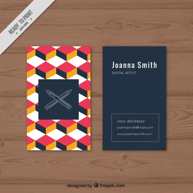 Free vector company business card with colored cubes