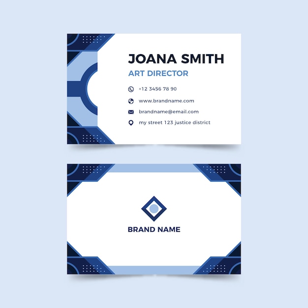 Company card template with abstract blue shapes