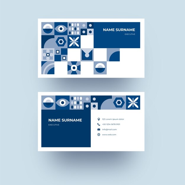 抽象的な古典的な青い図形デザインの会社カードテンプレート