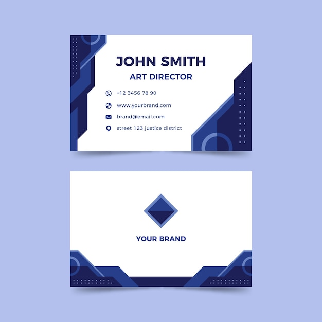 Шаблон визитной карточки с абстрактными классическими голубыми формами