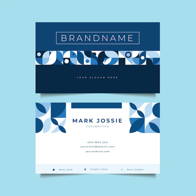 Free vector company card template with blue shapes