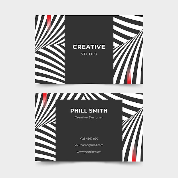 Company card template with distorted lines