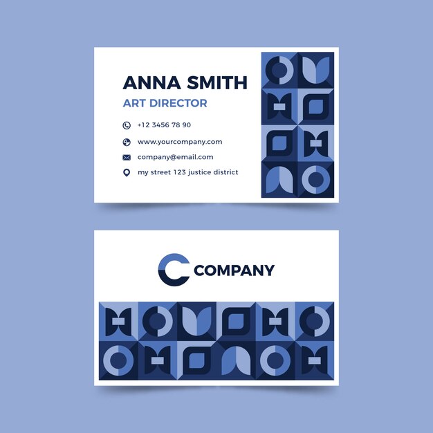 抽象的な青い形の会社カード