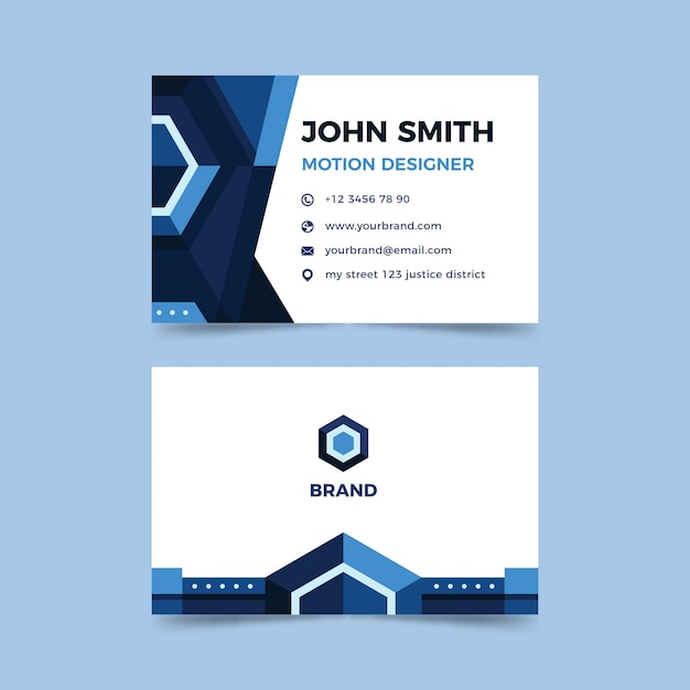 Free vector company card with blue shapes