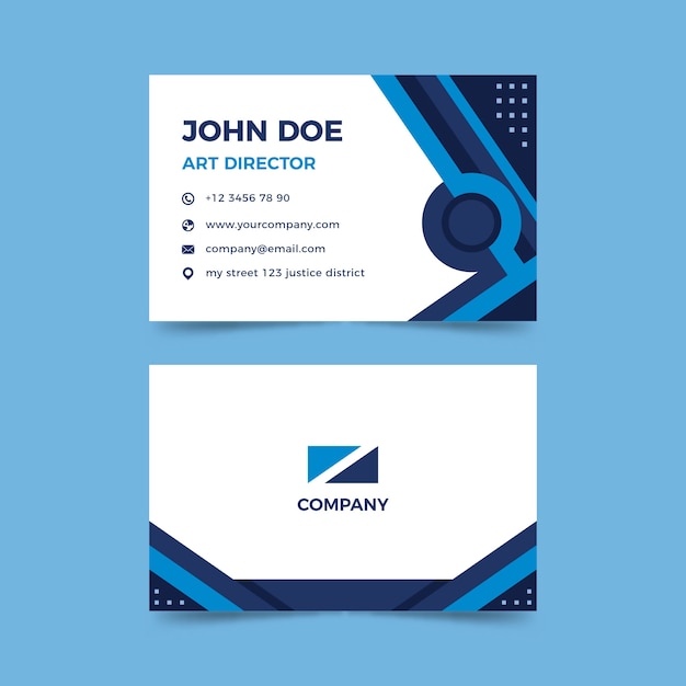 Company card with classic blue shapes