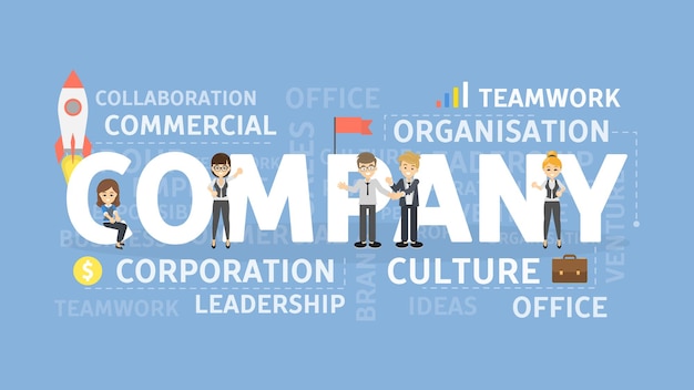 Vettore gratuito illustrazione del concetto di azienda idea di organizzazione aziendale e lavoro di squadra