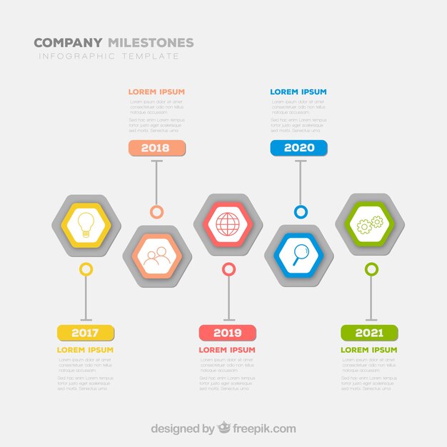 무료 벡터 회사 이정표 infographic 개념