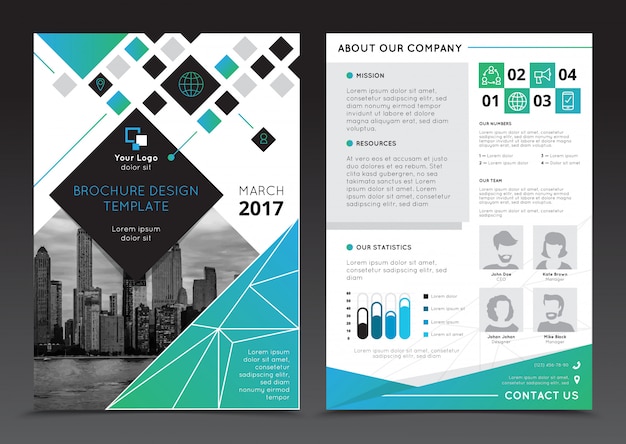 Company report brochure templates on grey background flat isolated vector illustration