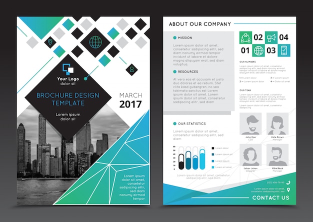 Company report brochure templates on grey background flat isolated vector illustration 