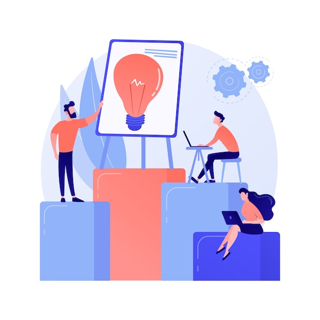 Free vector company teamwork, idea generation. discussion, meeting, conference. corporate workers characters brainstorming, business strategy planning