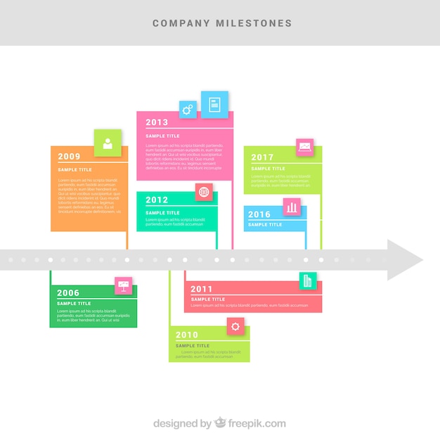 Company time line with colorful style