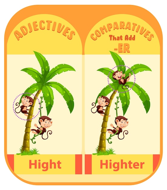 Free vector comparative adjectives for word hight