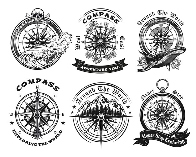 Compass emblems set