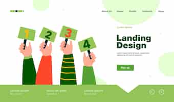 Free vector competition judges landing page in flat style