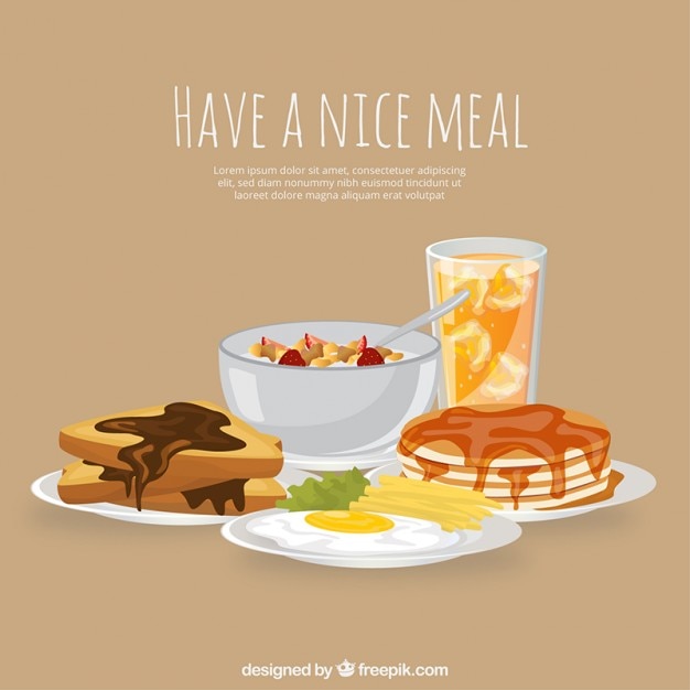 Free vector complete meal with delicious food