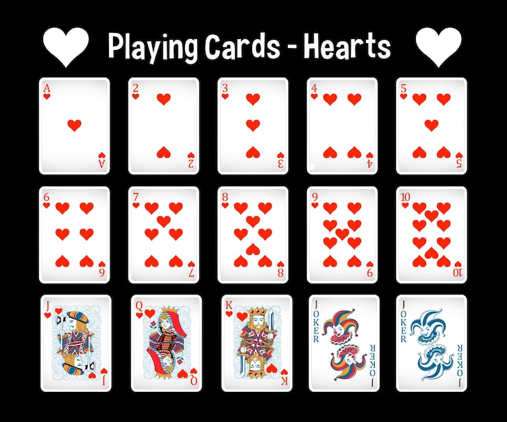 Free Vector complete set of heart playing cards
