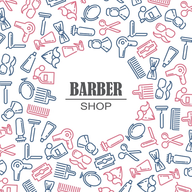 Free vector composition of the set of icons for the barber shop.