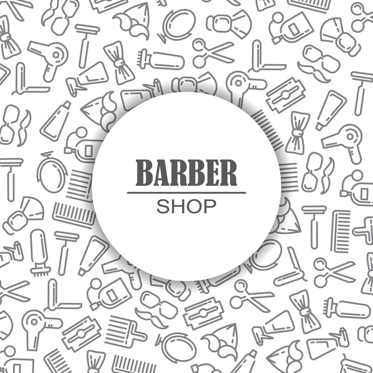 Free Vector composition of the set of icons for the barber shop. 