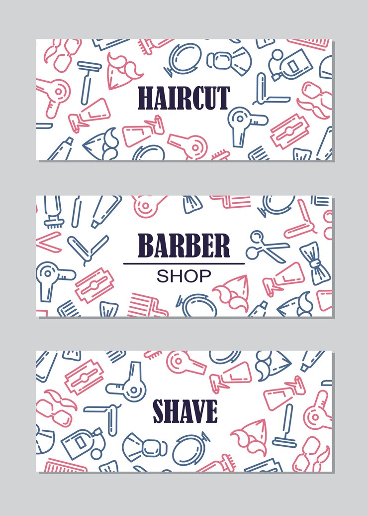 Free Vector composition of the set of icons for the barber shop. 