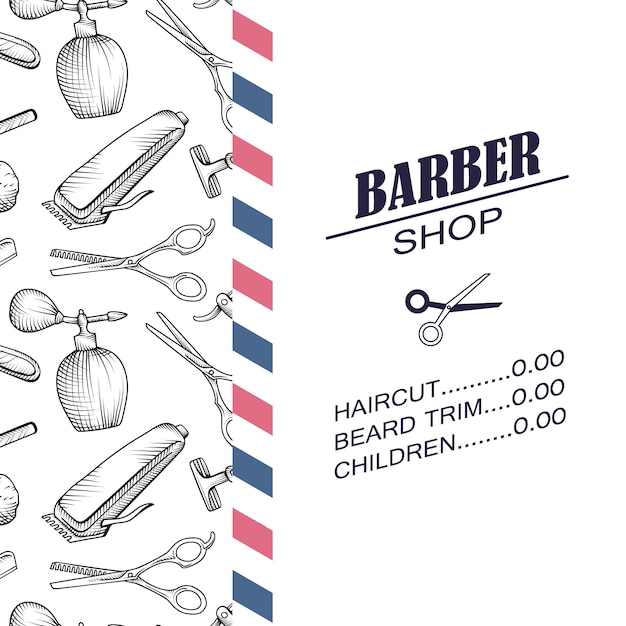 Composition of the set of icons for the Barber shop.