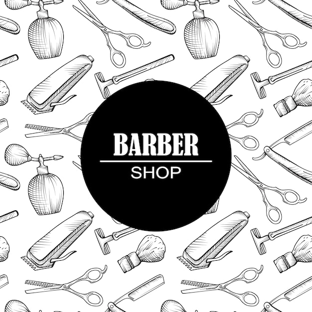 Vettore gratuito composizione del set di icone per il negozio di barbiere.
