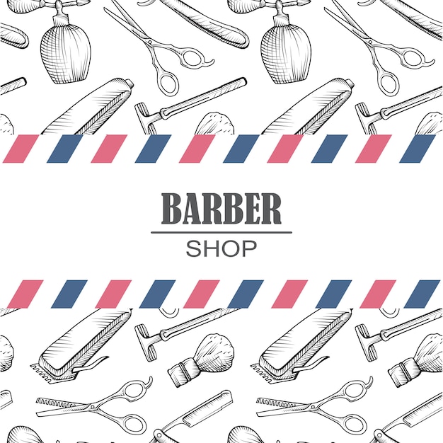 Vettore gratuito composizione del set di icone per il negozio di barbiere.
