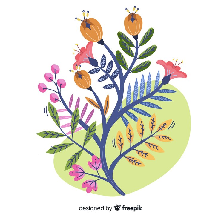 Free Vector composition with blossom flowers and branches