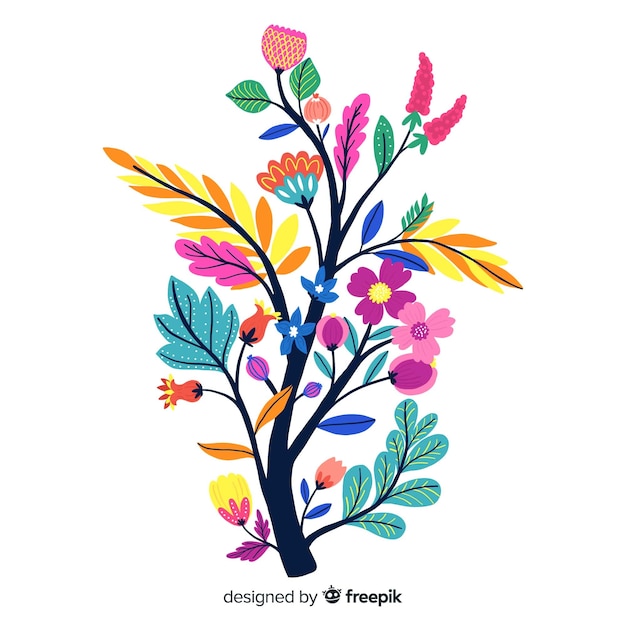 Free vector composition with blossom flowers and branches