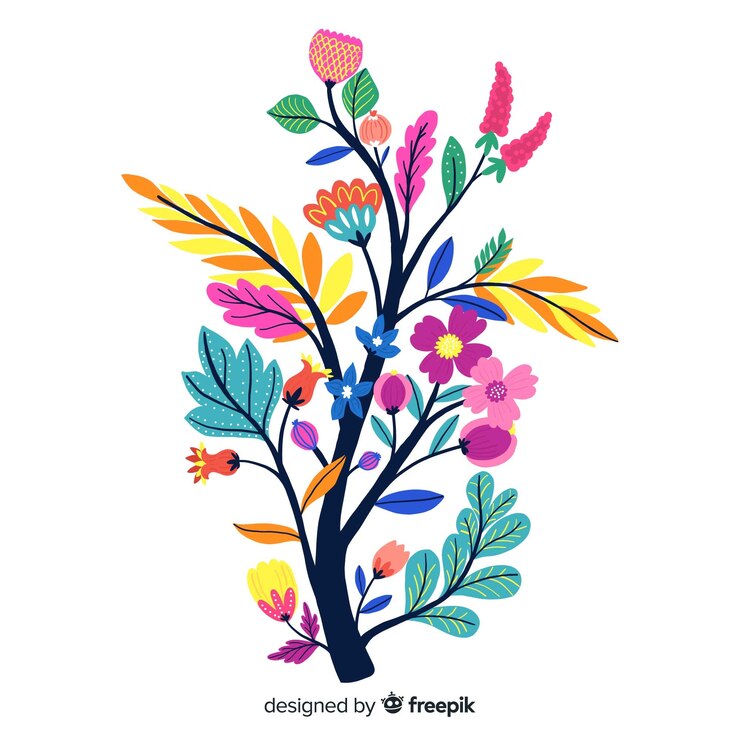 Free Vector composition with blossom flowers and branches