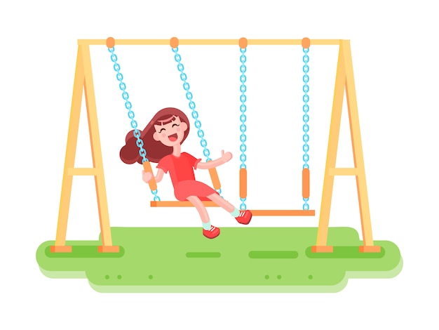 Composition with flat images of playground seesaw