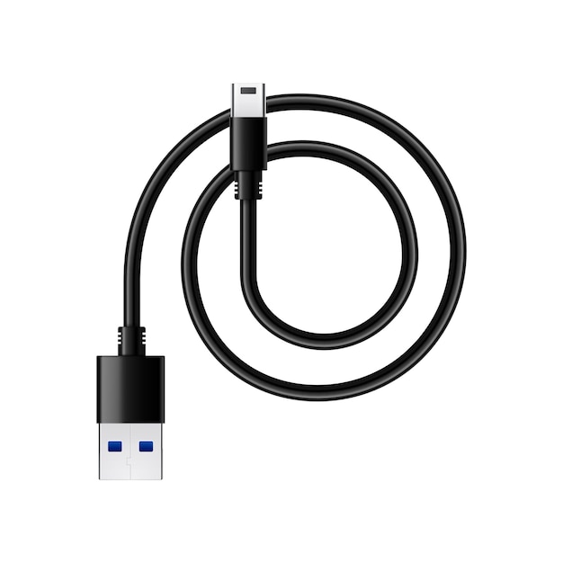 Composition with realistic usb 3.0 charging cable for mobile devices