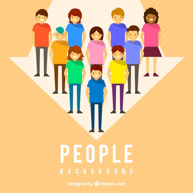 Free vector composition with smiley people and arrow