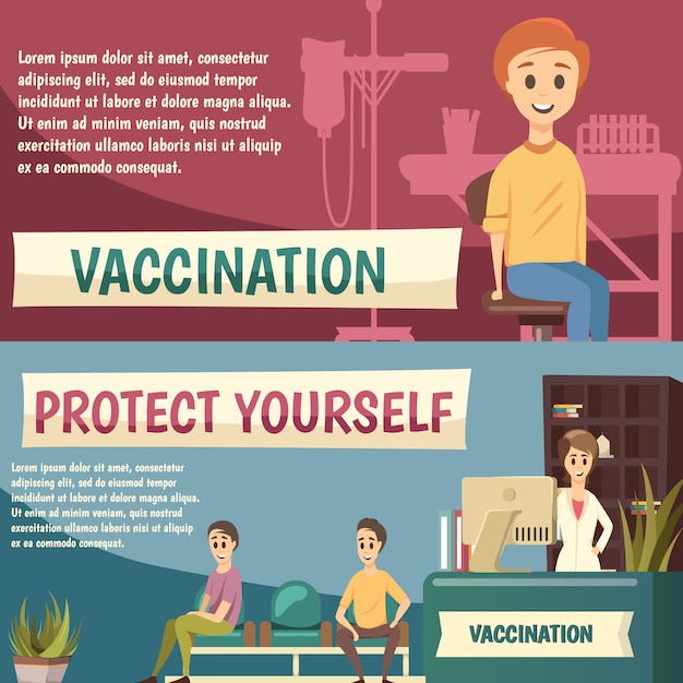 Free vector compulsory vaccination orthogonal banners set