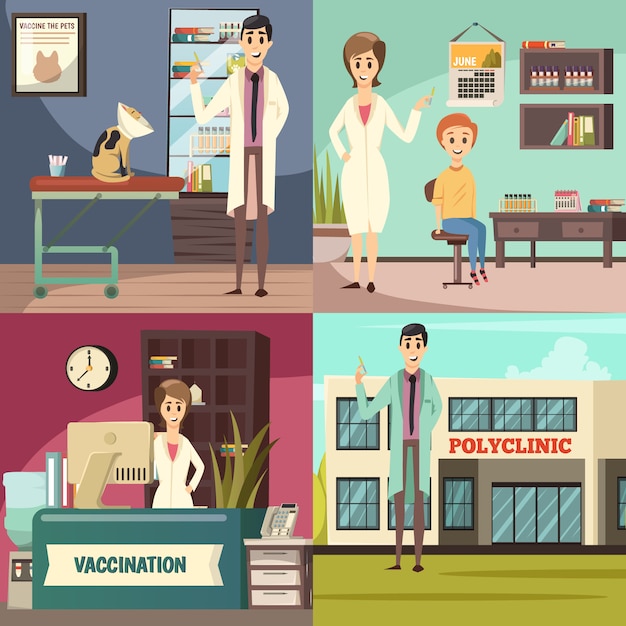 Free vector compulsory vaccination orthogonal icons concept