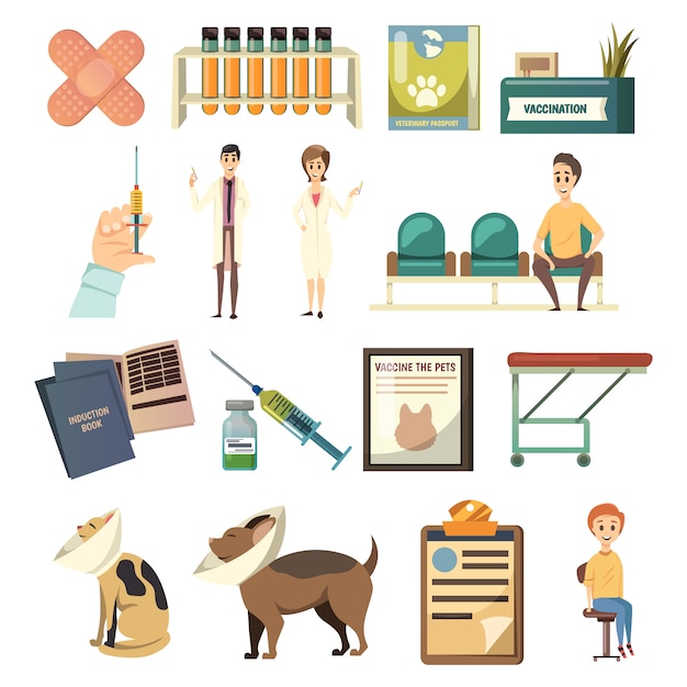 Бесплатное векторное изображение Обязательный набор иконок для обязательной вакцинации