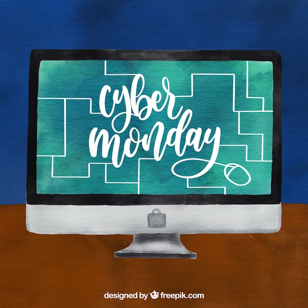 Free vector computer background with cyber monday wallpaper