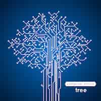 Free vector computer circuit board tree creative electronics concept poster vector illustration