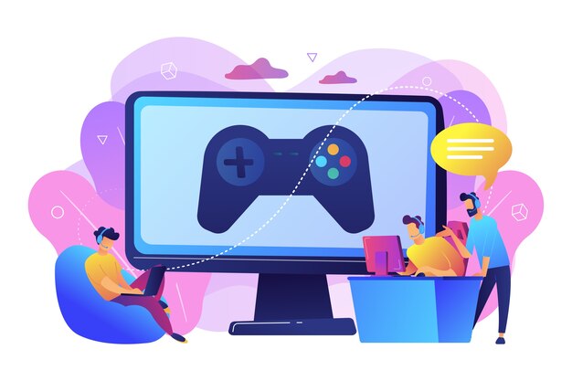 Computer gaming industry, cybersport training. Esports coaching, lessons with pro gamers, esports coaching platform, play like a pro concept.