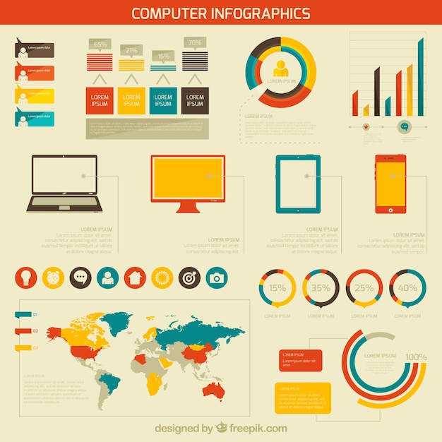 Computer Infographic – Free Vector Download for Vector Templates