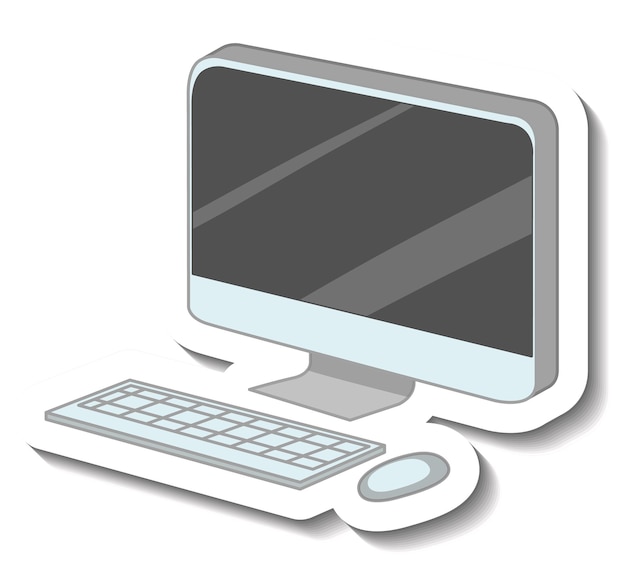 Free vector computer monitor with mouse and keyboard
