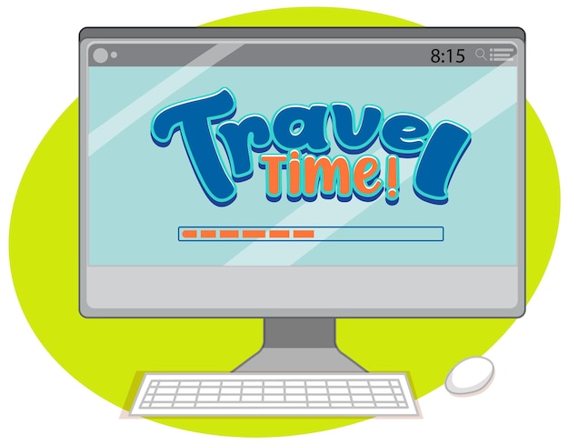 Free vector computer monitor with travel time display