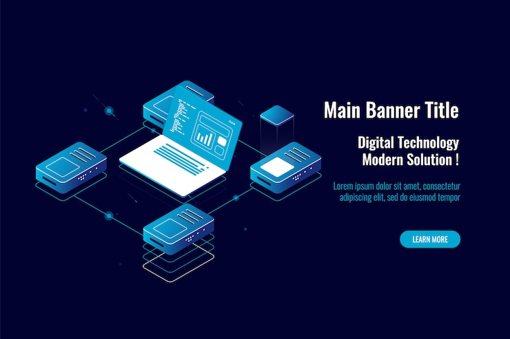Free Vector computer network concept, server room rack isometric icon, network topology