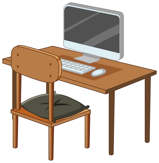 Бесплатное векторное изображение Компьютер на столе изолированные