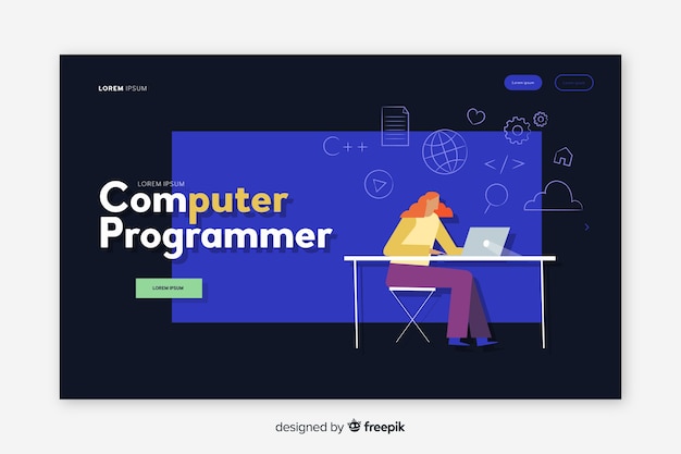 Free vector computer programmer landing page